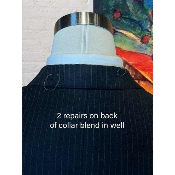 Vintage Steeplechase 42L 34x31 Dark Blue Stripe Flannel Finish Unstructured Suit - Picture 5 of 16